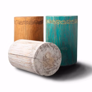 Tribal Stool / Table - Albasia - Whitewash