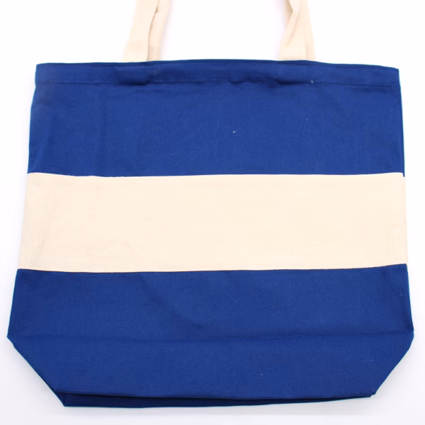 Tofarget Bomullsveske - 38x42x12cm - Blå Og Naturlig - 10 Oz - Bilde 2