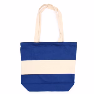 Tofarget Bomullsveske - 38x42x12cm - Blå Og Naturlig - 10 Oz