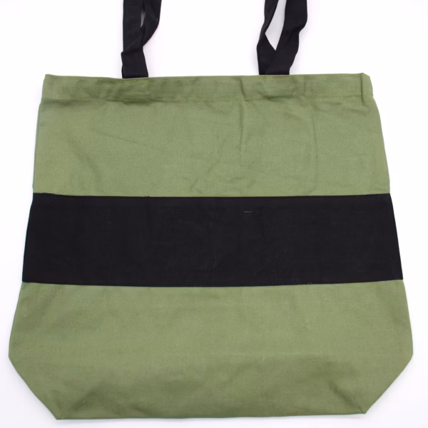 Tofarget Bomullsveske - 38x42x12 cm - Grønn Og Svart - 10 Oz - Bilde 2