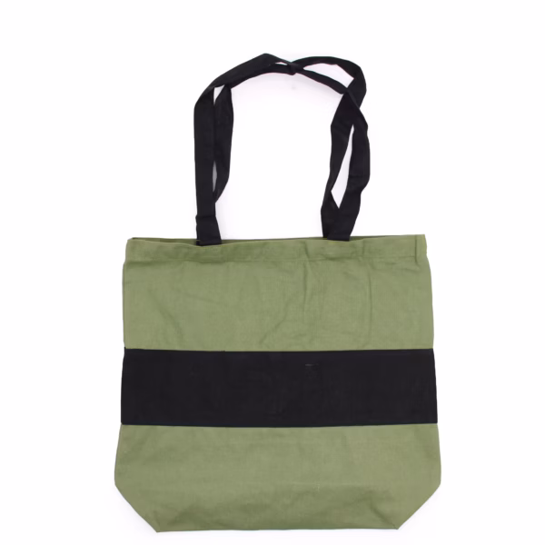 Tofarget Bomullsveske - 38x42x12 cm - Grønn Og Svart - 10 Oz