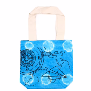 Tye-Dye Bomullspose (6Oz) - 38x42x12cm - Kompass - Blå - Naturlig Håndtak