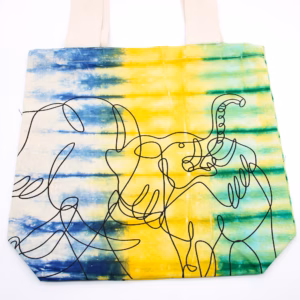 Tie - Dye Katoenen Tas - Olifanten - Multi - Natuurlijk Handgreep
