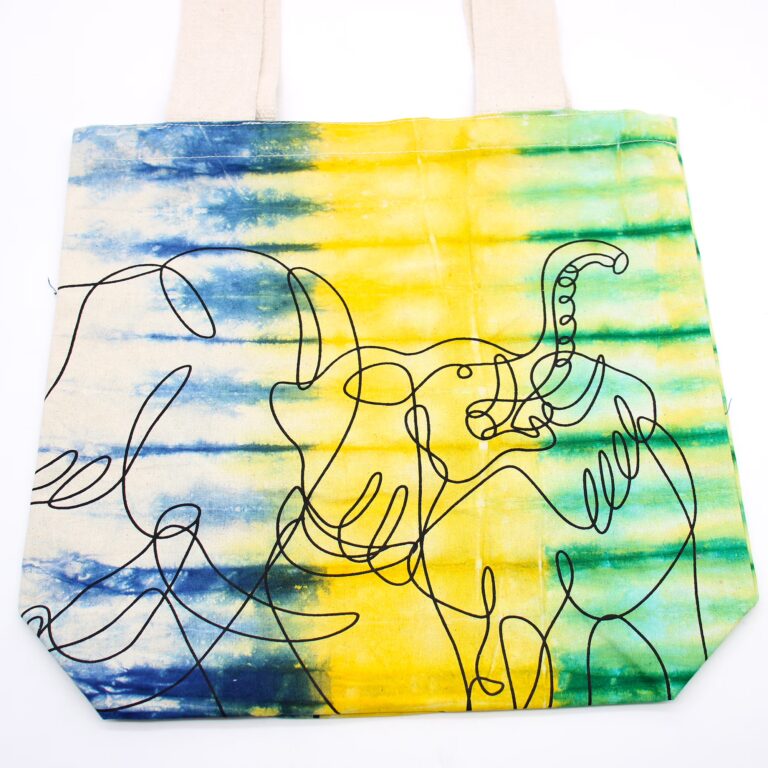 Tye-Dye-Cotton-Bag-6oz-38x42x12cm-Elephants-Multi-Natural-Handle