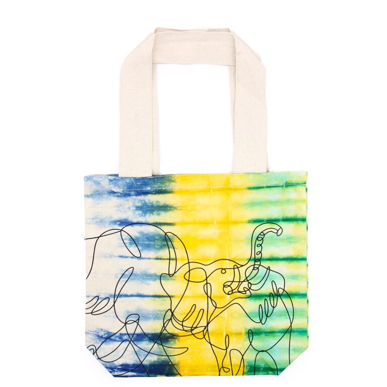 Tye-Dye-Cotton-Bag-6oz-38x42x12cm-Elephants-Multi-Natural-Handle