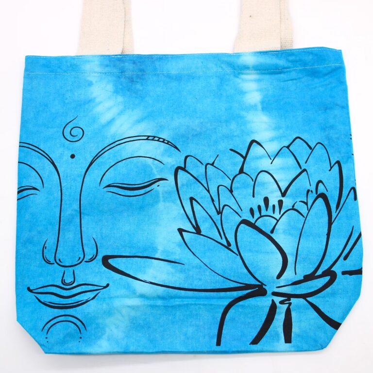Tye-Dye-Cotton-Bag-6oz-38x42x12cm-Lotus-Buddha-Blue-Natural-Handle