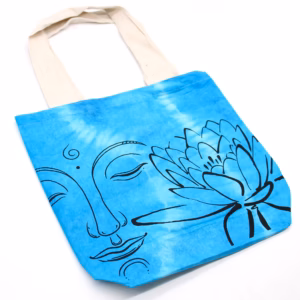 Sac en Coton Tie - Dye - 6oz - 38x42x12cm - Bouddha Lotus - Bleu - Anse Naturel