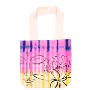 Tie - Dye Katoenen Tas - Lotus Boeddha - Multi Colour - Natuurlijk Handgreep