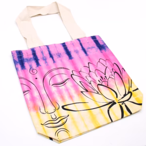 Tye-Dye Bomullspose (6 Oz) - 38x42x12 cm - Lotus Buddha - Flerfarget - Naturlig Håndtak