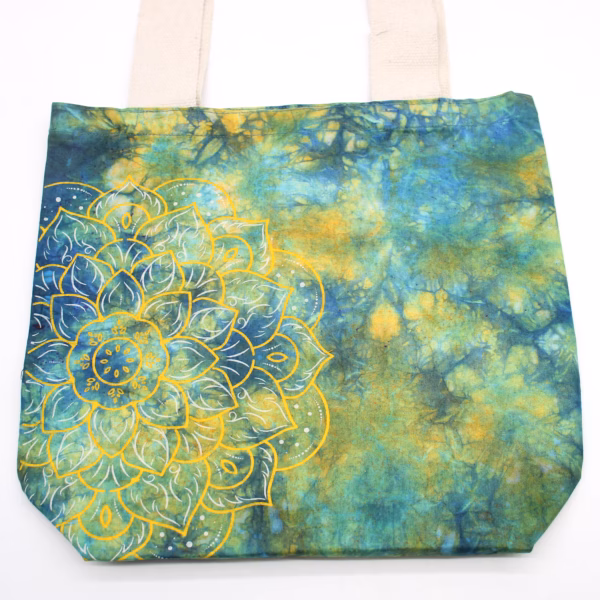 Tye-Dye Bomullspose (6 Oz) - 38x42x12cm - Mandela - Grønn/Blå - Naturlig Håndtak - Bilde 2