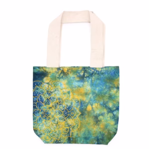 Tye-Dye Bomullspose (6 Oz) - 38x42x12cm - Mandela - Grønn/Blå - Naturlig Håndtak