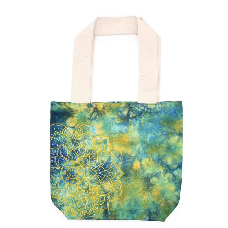 Tye-Dye-Cotton-Bag-6oz-38x42x12cm-Mandela-GreenBlue-Natural-Handle