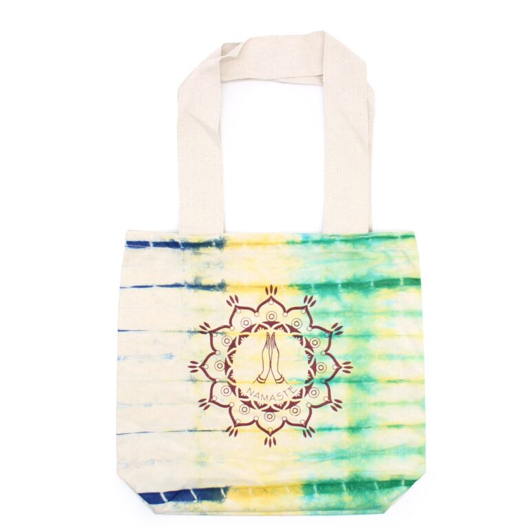 Tye-Dye-Cotton-Bag-6oz-38x42x12cm-Namaste-Hands-Multi-Natural-Handle
