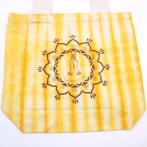 Tie - Dye Katoenen Tas - Namaste Handen - Geel - Natuurlijk Handgreep