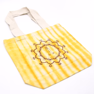 Tie - Dye Katoenen Tas - Namaste Handen - Geel - Natuurlijk Handgreep