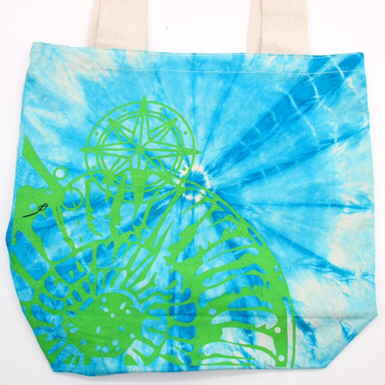 Tye-Dye-Cotton-Bag-6oz-38x42x12cm-Sea-Shell-BlueGreen-Green-Handle