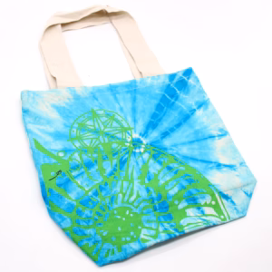Sac en Coton Tie - Dye - 6oz - 38x42x12cm - Coquillage - Bleu/Vert - Anse Verte