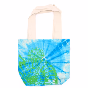 Tye-Dye Bomullspose (6Oz) - 38x42x12cm - Havskjell - Blå/Grønn - Grønt Håndtak