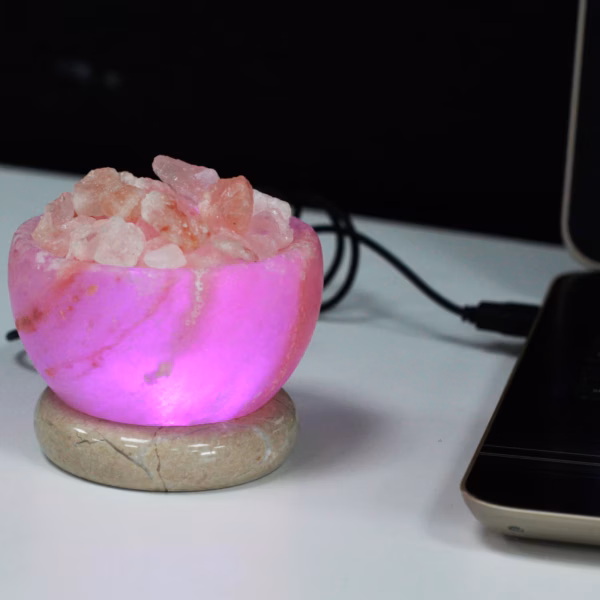 USB Fire Bowl Himalaya Saltlampe Saltkrystall Lampe (Multi) - Bilde 2