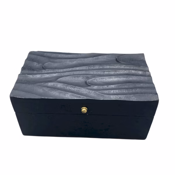 Vintage Deco - Kasse Til Flere Formål - 22X12X10cm - Sorte Hvirvler