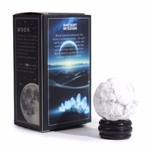Hvit Howlite Planet På Sola Goldstone-Stativ - 40 mm (30x15 mm Stativ)