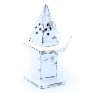 Hvitvasket Røkelsesholder - Pyramid Mini House