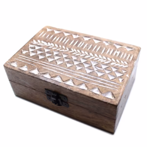 Mango Houten Doos - Witgewassen - Azteeks Motief