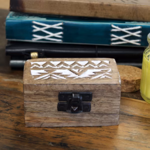 Mango Houten Doos - Witgewassen - Slavisch Motief