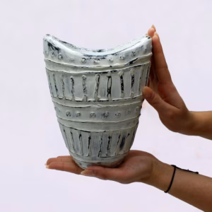 Brede Halsvormige Vaas - Crème 22cm