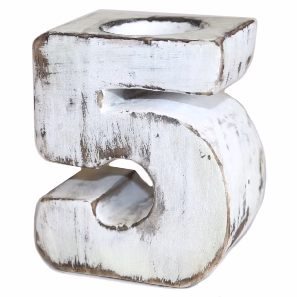 Bougeoirs Chiffres En Bois - No 5