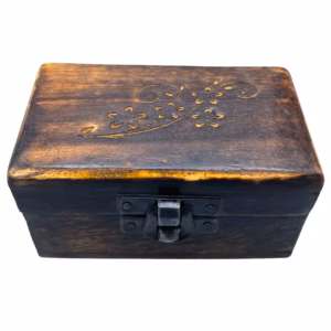 Pillendose aus Holz - Geschnitzte Designs - 9x5x4cm