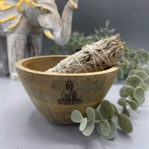 Bol en Bois - Fumigation & Offrandes Rituelles - Bouddha - 12x7cm