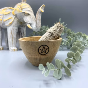 Smudge Stick Skål I Tre - Pentagon - 12x7 cm