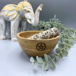 Smudge Stick Skål I Tre - Pentagon - 14x7Cm
