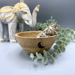 Smudge Stick Skål I Tre - Tre Måner - 14x7Cm