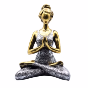 Figur Av Yogadame - Bronse Og Sølv, 24 cm