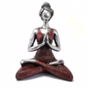 Yoga Lady Figur - Sølv Og Bordeaux 24 cm