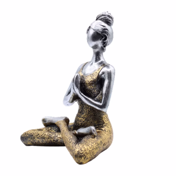 Yoga Lady Figur - Sølv Og Gull 24 Cm - Bilde 2