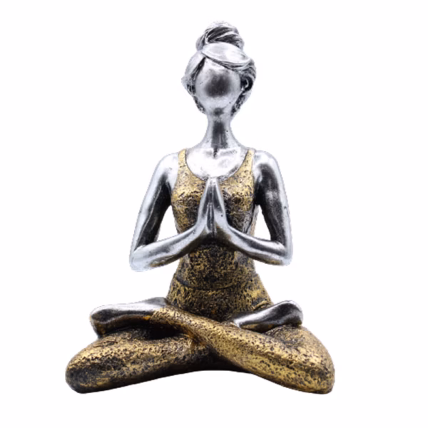Yoga Lady Figur - Sølv Og Gull 24 Cm