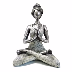 Yoga Lady Figur - Sølv Og Hvit, 24 cm