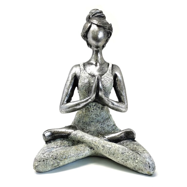 Yoga-Lady-Figure-Silver-White-24cm