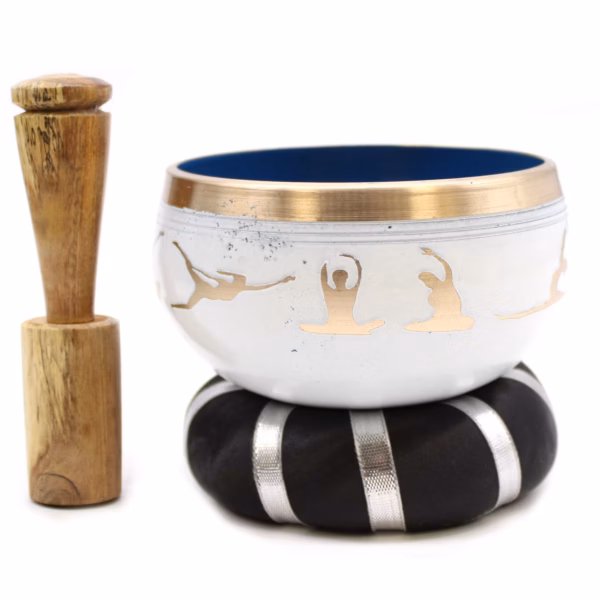 Klangskålsset Vit &Amp; Blå - Yogarörelser 10.7Cm