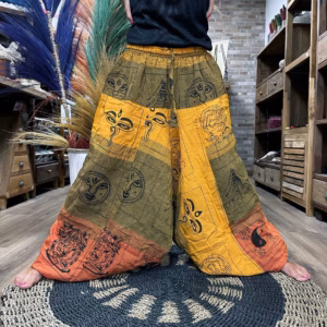 Pantalon de Yoga & Festival - Aladdin Imprimés Himalaya - Orange