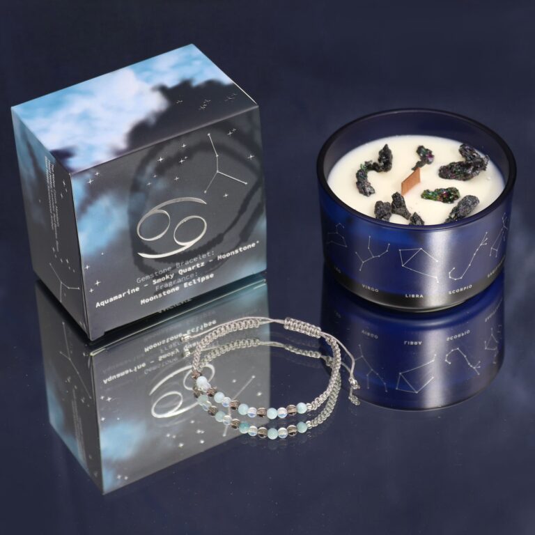 Zodiac-Crystal-Candle-with-Gemstone-Bracelet-Cancer