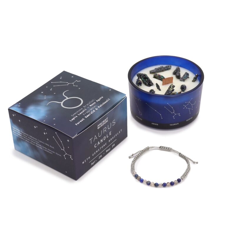 Zodiac-Crystal-Candle-with-Gemstone-Bracelet-Taurus