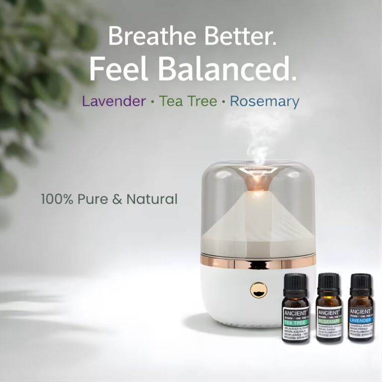 Urban Aroma Diffuser White & 3 Essential Oils Set