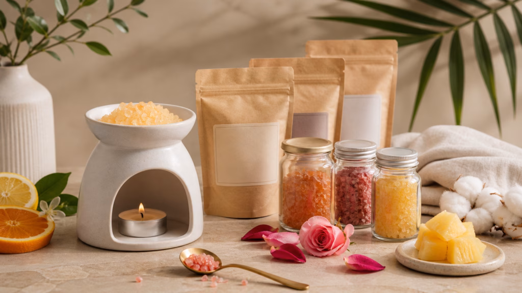 Simmering Granules Guide: How to Use Them for Easy Home Fragrance 33 Simmering Granules In A Ceramic Burner With Home Fragrance Scent Cues