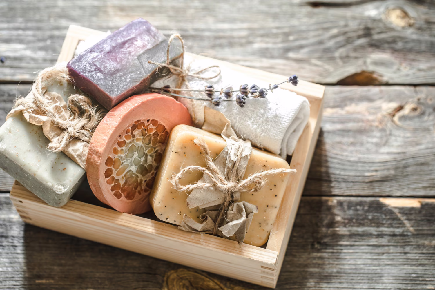 How to Build a Natural Soap Gift Box 2 Natural Soap Bars Wrapped With Twine And A Small Gift Tag